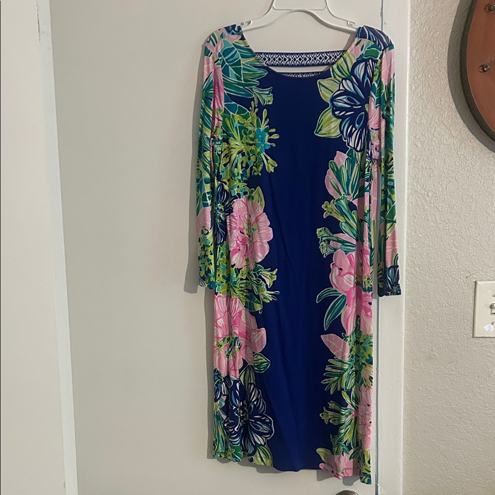 Lilly Pulitzer Blue Floral Midi Dress